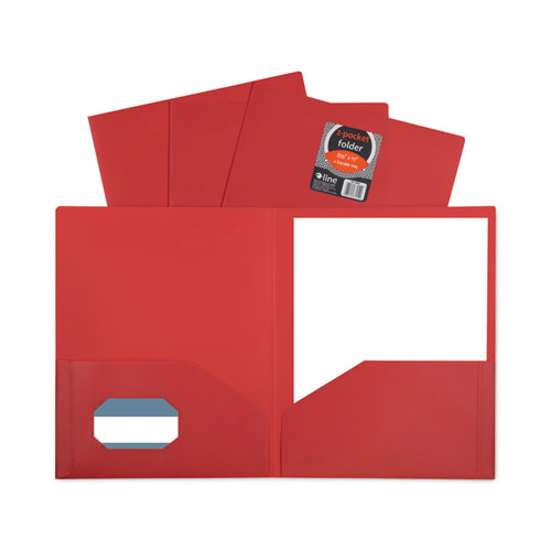 Image of C-Line® Two-Pocket Heavyweight Poly Portfolio Folder, 11 x 8.5, Red, 25/Box