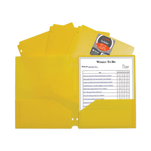Image of C-Line® Two-Pocket Heavyweight Poly Portfolio Folder, 3-Hole Punch, 11 x 8.5, Yellow, 25/Box