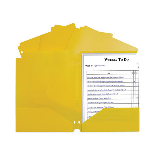 Image of C-Line® Two-Pocket Heavyweight Poly Portfolio Folder, 3-Hole Punch, 11 x 8.5, Yellow, 25/Box