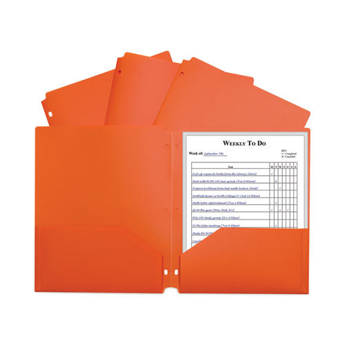 Image of C-Line® Two-Pocket Heavyweight Poly Portfolio Folder, 3-Hole Punch, 11 x 8.5, Orange, 25/Box