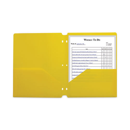 Image of C-Line® Two-Pocket Heavyweight Poly Portfolio Folder, 3-Hole Punch, 11 x 8.5, Yellow, 25/Box