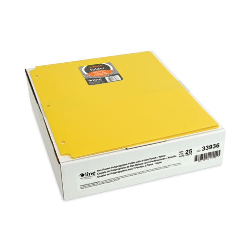 Image of C-Line® Two-Pocket Heavyweight Poly Portfolio Folder, 3-Hole Punch, 11 x 8.5, Yellow, 25/Box