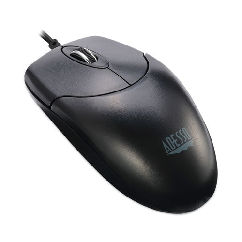 Image of Adesso Three-Button Desktop Optical Scroll USB Mouse, USB 2.0, Left/Right Hand Use, Black