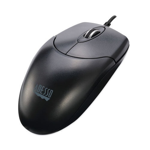 Image of Adesso Three-Button Desktop Optical Scroll USB Mouse, USB 2.0, Left/Right Hand Use, Black