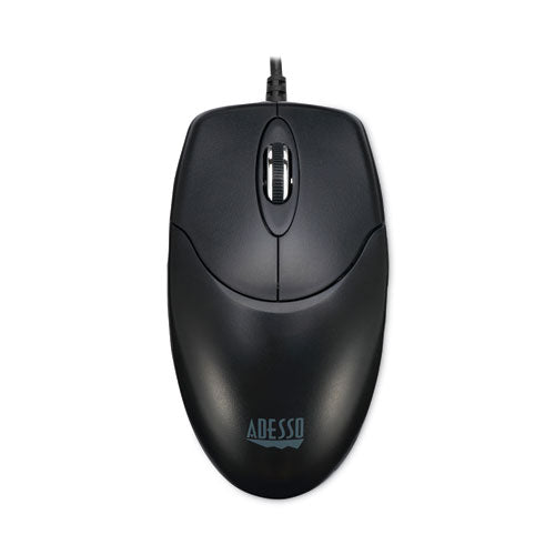 Image of Adesso Three-Button Desktop Optical Scroll USB Mouse, USB 2.0, Left/Right Hand Use, Black