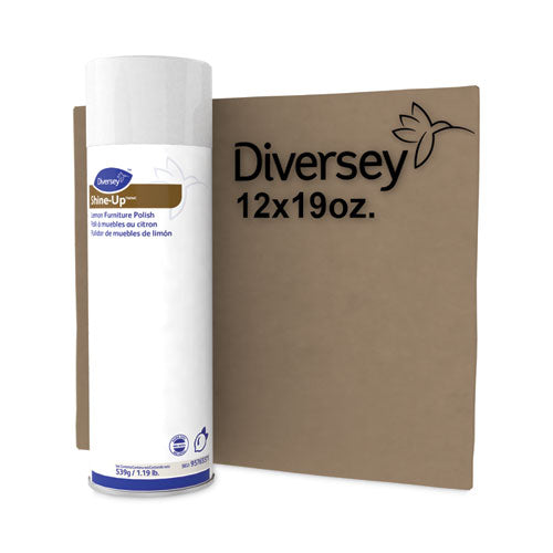 Image of Diversey Shine-Up Furniture Cleaner, Lemon Scent, 13.8 oz Aerosol Spray, 12/Carton