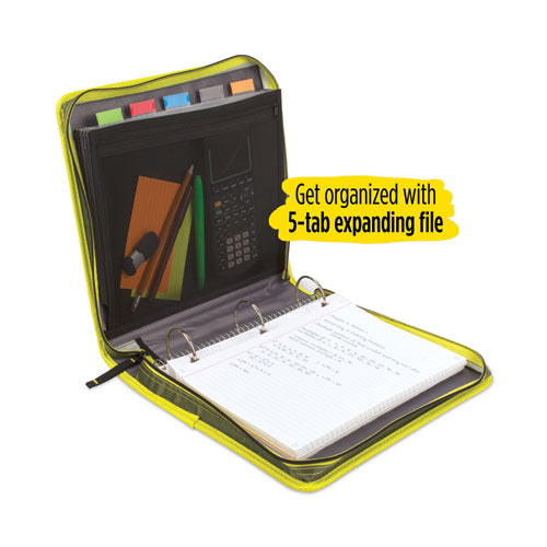 Image of Five Star® Zipper Binder and Expansion Panel, 3 Rings, 2" Capacity, 11 x 8.5, Assorted