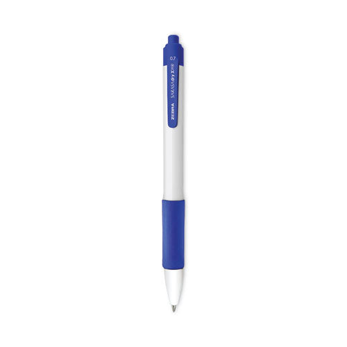 Image of Zebra® Sarasa Dry X20+ Gel Pen, Retractable, Fine 0.7 mm, Blue Ink, White/Blue Barrel, Dozen