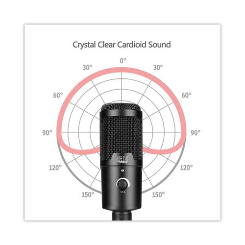 Image of Adesso Xtream M4 Cardioid Condenser Recording Microphone, Black