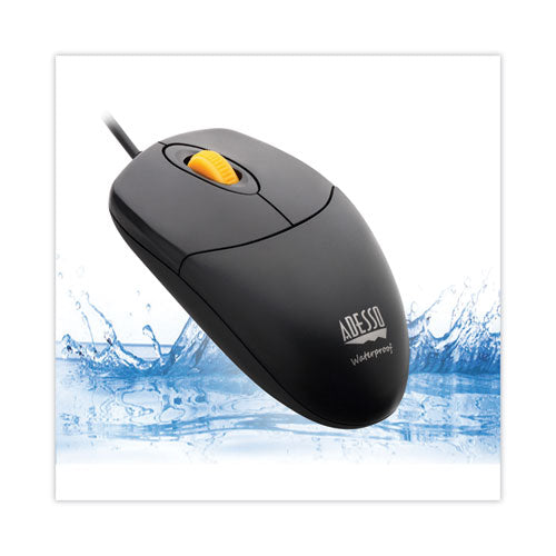 Image of Adesso iMouse W3 Waterproof Antimicrobial Mouse with Magnetic Scroll Wheel, USB 2.0, Left/Right Hand Use, Black