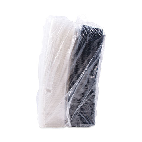 Image of SOLO® Creative Carryouts Hinged Plastic Hot Deli Boxes, 24 Oz, 7.87 X 5.4 X 2.1, Black/clear, 200/carton