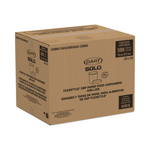 Image of SOLO® Flexstyle Double Poly Food Combo Packs, 16 oz, White, Paper, 25/Pack, 10 Packs/Carton