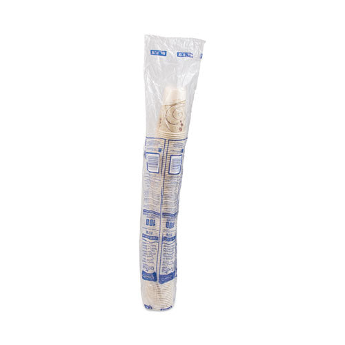 Image of SOLO® Symphony Design Wax-Coated Paper Cold Cups, 7 oz, Beige/White/Red, 100/Sleeve, 20 Sleeves/Carton