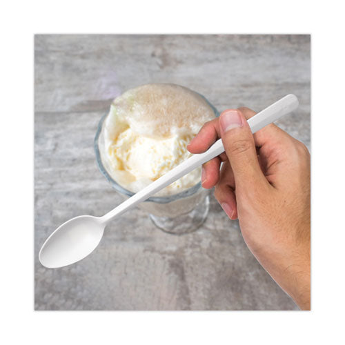 Image of Dart® Bonus Polypropylene Utensils, Soda Spoon, Plastic, 8", White, 1,000/Carton