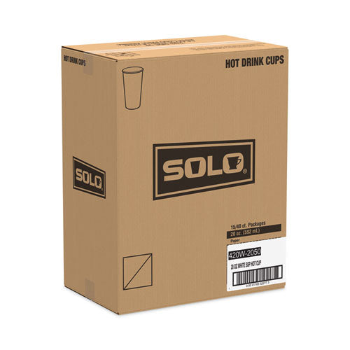 Image of SOLO® Single-Sided Poly Paper Hot Cups, 20 oz, White, 600/Carton