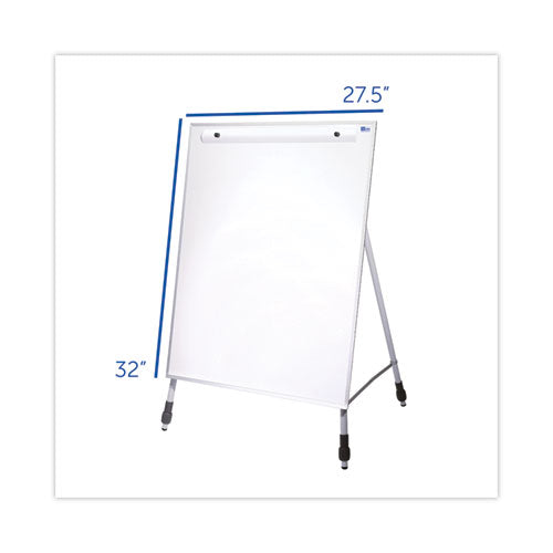 Image of Flipside Adjustable Dry Erase Board, 27.5" x 32", White Surface, Satin Aluminum Frame