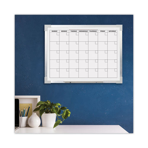 Image of Flipside Framed Calendar Dry Erase Board, Monthly Planning/Scheduling, 24" x 18", White Surface, Satin Aluminum Frame