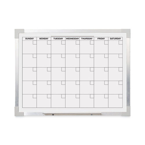 Image of Flipside Framed Calendar Dry Erase Board, Monthly Planning/Scheduling, 24" x 18", White Surface, Satin Aluminum Frame