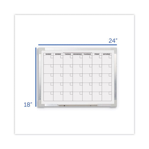 Image of Flipside Framed Calendar Dry Erase Board, Monthly Planning/Scheduling, 24" x 18", White Surface, Satin Aluminum Frame