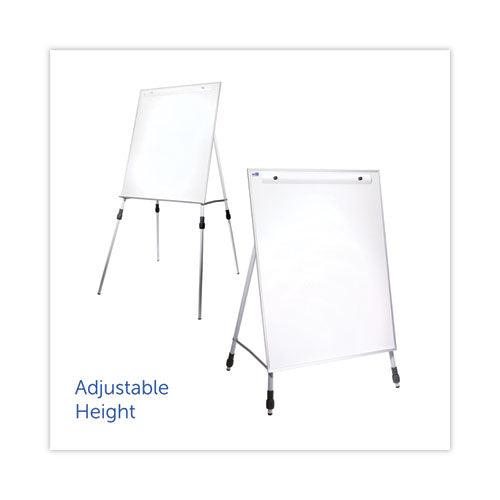 Image of Flipside Adjustable Dry Erase Board, 27.5" x 32", White Surface, Satin Aluminum Frame