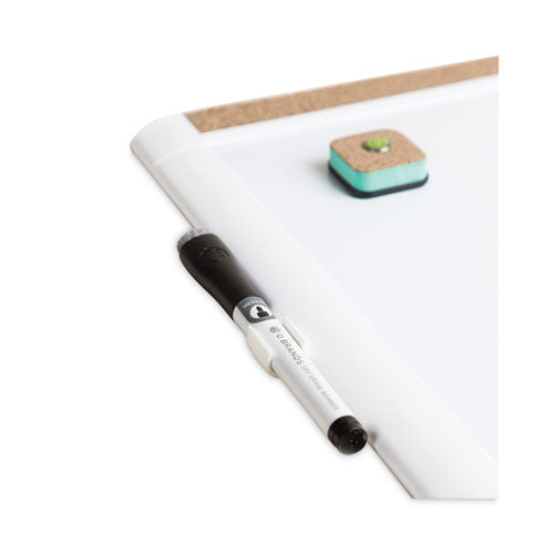 Image of U Brands PINIT Magnetic Dry Erase Board with Plastic Frame, 20" x 16", White Surface, White Plastic Frame