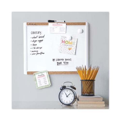 Image of U Brands PINIT Magnetic Dry Erase Board with Plastic Frame, 20" x 16", White Surface, White Plastic Frame
