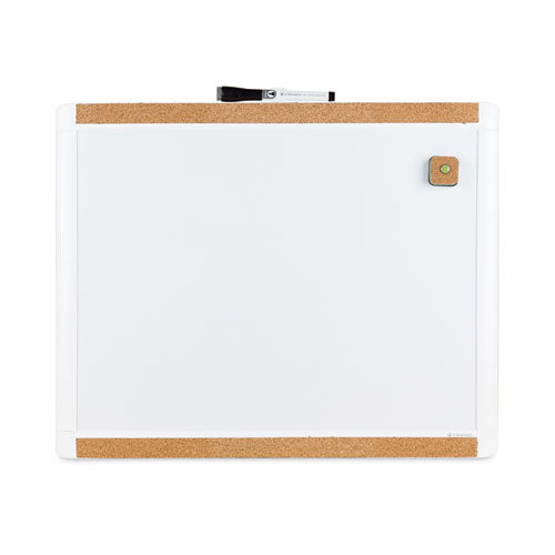 Image of U Brands PINIT Magnetic Dry Erase Board with Plastic Frame, 20" x 16", White Surface, White Plastic Frame