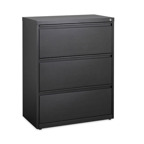 Image of Alera® Lateral File, Three Legal/Letter/A4-Size File Drawers, 30" x 18.62" x 40.25", Black