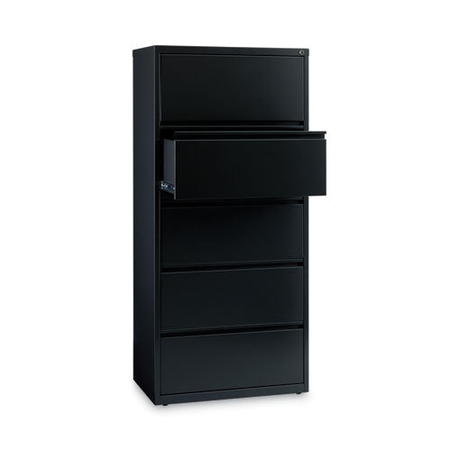 Image of Alera® Lateral File, Five Legal/Letter/A4-Size File Drawers, 30" x 18.62" x 67.62", Black