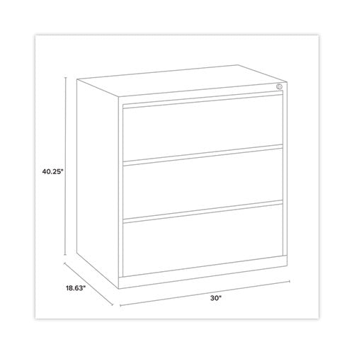 Image of Alera® Lateral File, Three Legal/Letter/A4-Size File Drawers, 30" x 18.62" x 40.25", Black