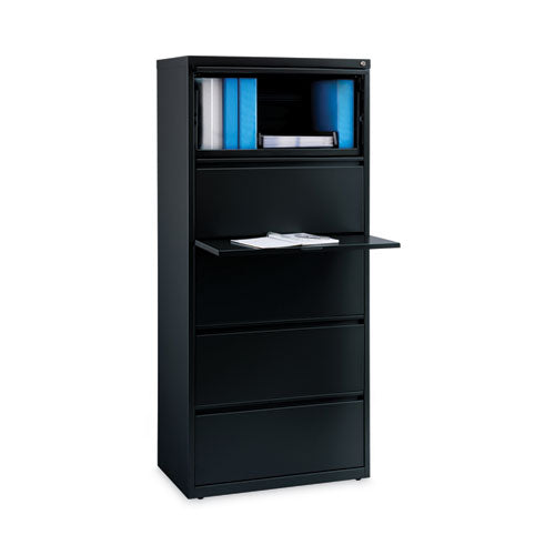 Image of Alera® Lateral File, Five Legal/Letter/A4-Size File Drawers, 30" x 18.62" x 67.62", Black