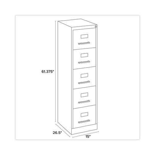 Image of Alera® Five-Drawer Economy Vertical File, Letter-Size File Drawers, 15" x 26.5" x 61.37", Putty