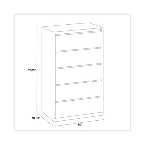 Image of Alera® Lateral File, Five Legal/Letter/A4-Size File Drawers, 30" x 18.62" x 67.62", Putty