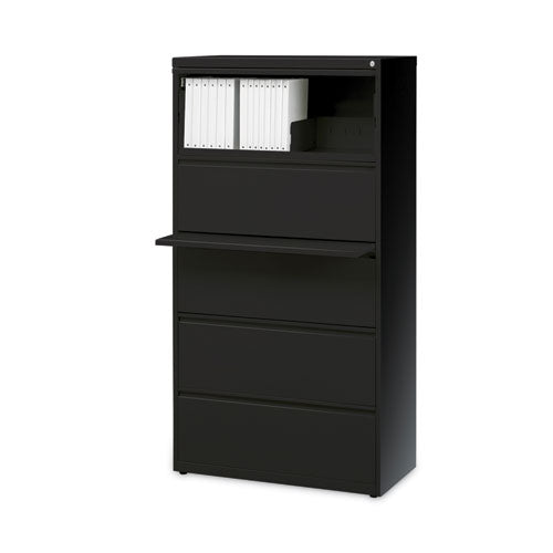 Image of Alera® Lateral File, Five Legal/Letter/A4-Size File Drawers, 30" x 18.62" x 67.62", Black