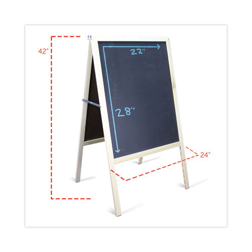 Image of Flipside Black Chalkboard Marquee Sign, Black 24" x 42" Surface, Natural Wood Frame, 25" x 24" x 48.5"