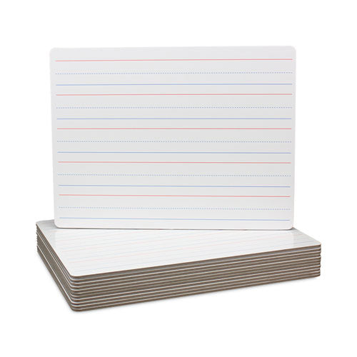 Image of Flipside Magnetic Two-Sided Red/Blue Ruled Dry Erase Board, 12" x 9", White Surface, 12/Pack