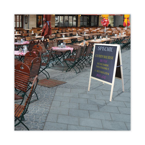 Image of Flipside Black Chalkboard Marquee Sign, Black 24" x 42" Surface, Natural Wood Frame, 25" x 24" x 48.5"