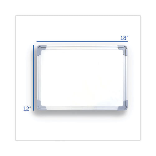 Image of Flipside Dual-Sided Desktop Dry Erase Board, 18" x 12", White Surface, Satin Aluminum Frame
