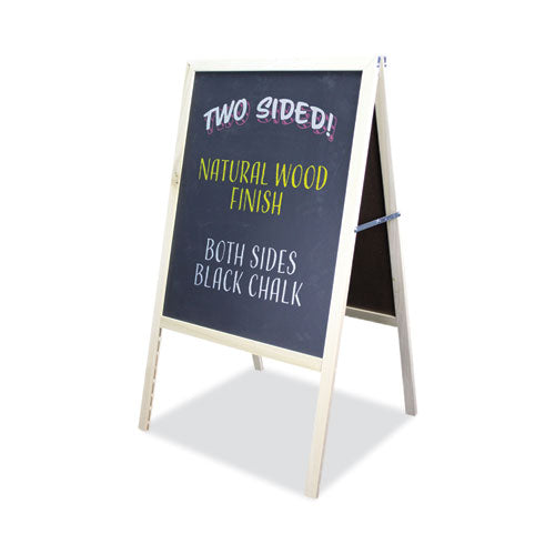 Image of Flipside Black Chalkboard Marquee Sign, Black 24" x 42" Surface, Natural Wood Frame, 25" x 24" x 48.5"