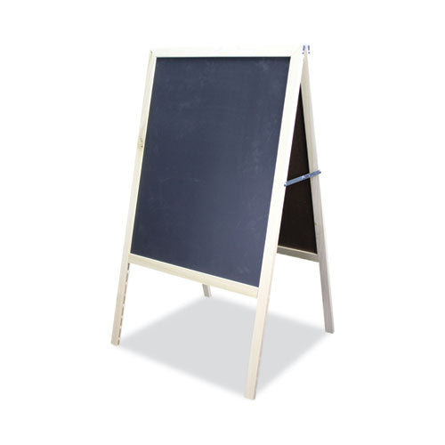 Image of Flipside Black Chalkboard Marquee Sign, Black 24" x 42" Surface, Natural Wood Frame, 25" x 24" x 48.5"