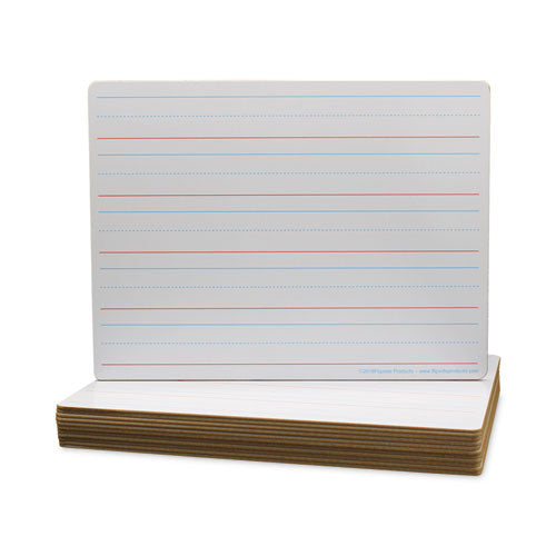 Image of Flipside Two-Sided Red/Blue Ruled Dry Erase Board, 12" x 9", White Surface, 12/Pack
