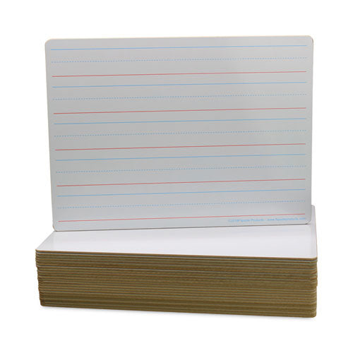Image of Flipside Two-Sided Red/Blue Ruled Dry Erase Board, 12" x 9", White Surface, 24/Pack
