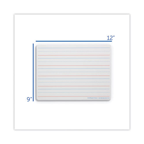 Image of Flipside Magnetic Two-Sided Red/Blue Ruled Dry Erase Board, 12" x 9", White Surface, 12/Pack
