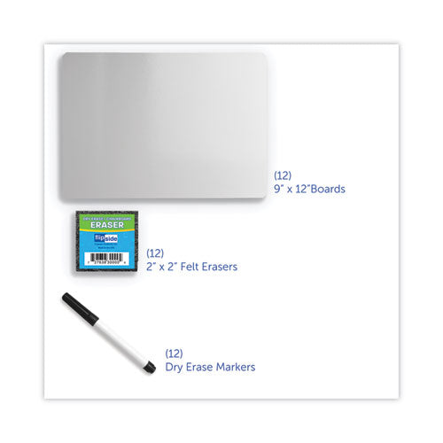 Image of Flipside Dry Erase Board Set, 12" x 9", White Surface, 12/Pack