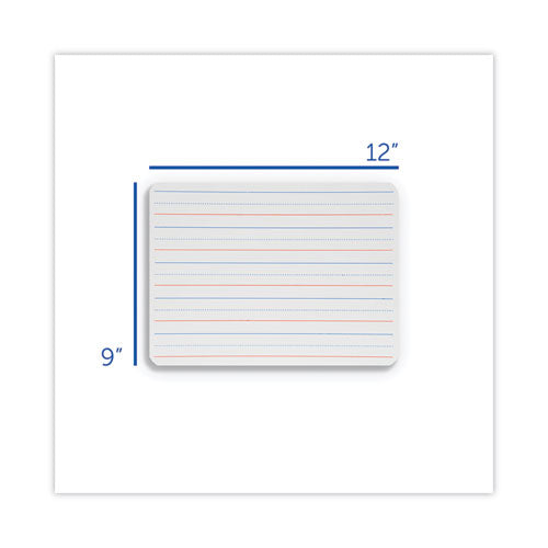 Image of Flipside Two-Sided Red/Blue Ruled Dry Erase Board, 12" x 9", White Surface, 12/Pack