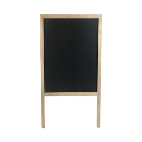 Image of Flipside Black Chalkboard Marquee Sign, Black 24" x 42" Surface, Natural Wood Frame, 25" x 24" x 48.5"