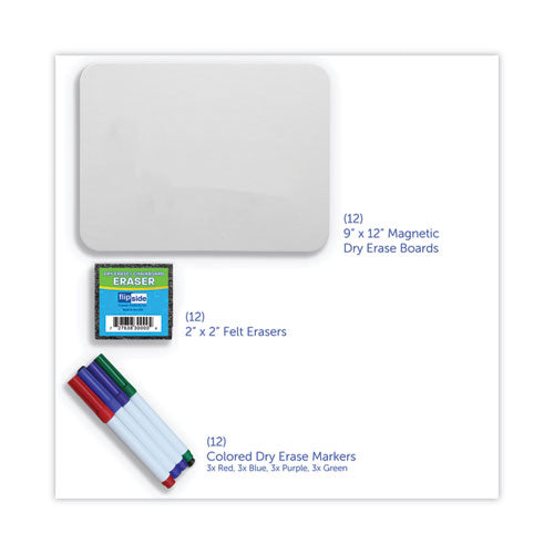 Image of Flipside Dry Erase Board Set, 12" x 9", White Surface, 12/Pack