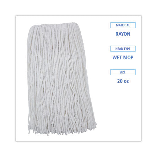Image of Boardwalk® Premium Cut-End Wet Mop Heads, Rayon, 20oz, White, 12/carton