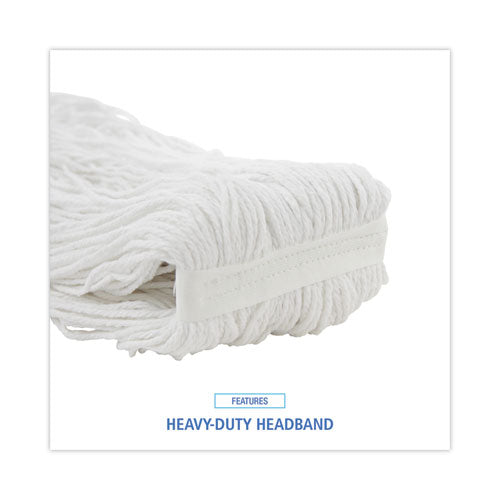 Image of Boardwalk® Premium Cut-End Wet Mop Heads, Rayon, 20oz, White, 12/carton
