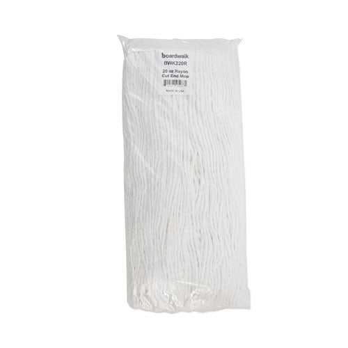 Image of Boardwalk® Premium Cut-End Wet Mop Heads, Rayon, 20oz, White, 12/carton